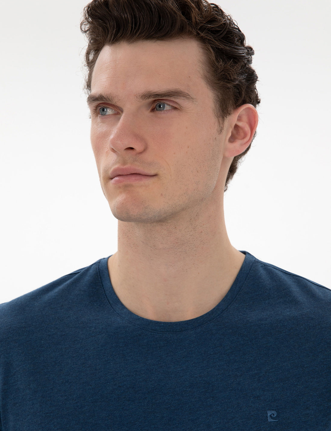 Indigo Melange Slim Fit Basic T-Shirt