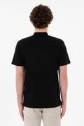 Men's Regular Fit Dominant Collar Black Basic T-Shirt