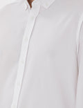 White Slim Fit Striped Long Sleeve Shirt