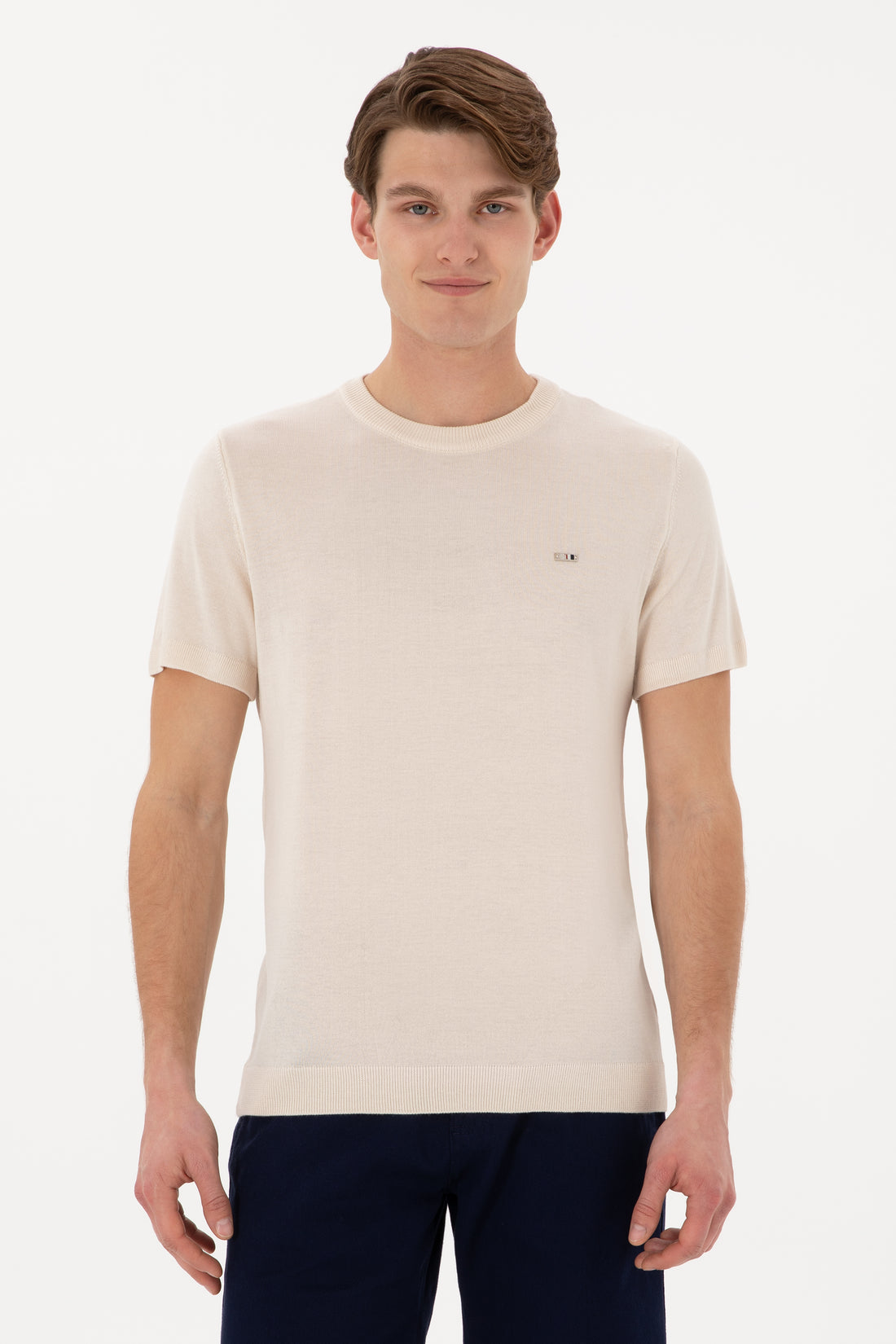 Men's Slim Fit Crew Neck Stone T-Shirt