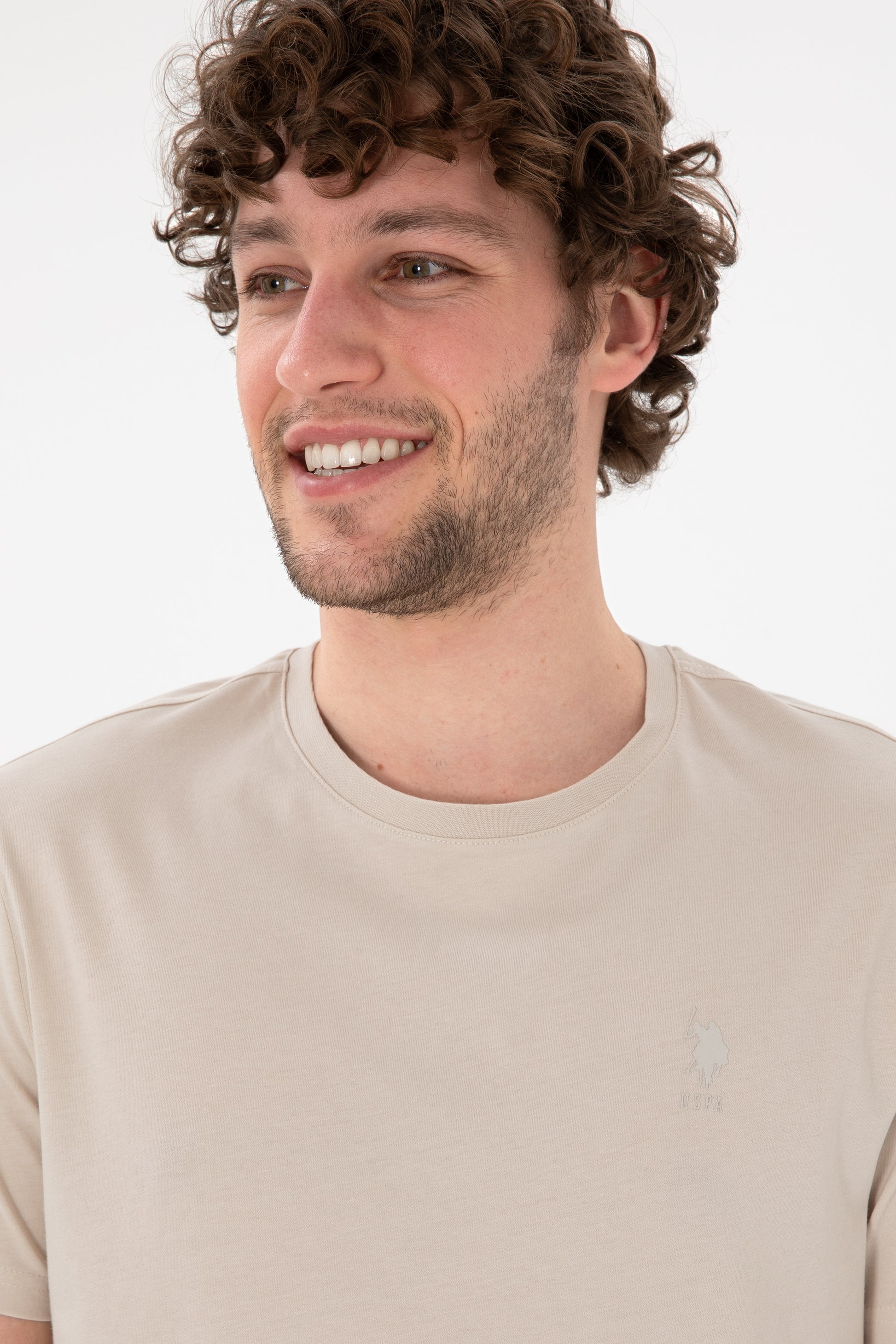 Men's Regular Fit Crew Neck Stone Basic T-Shirt