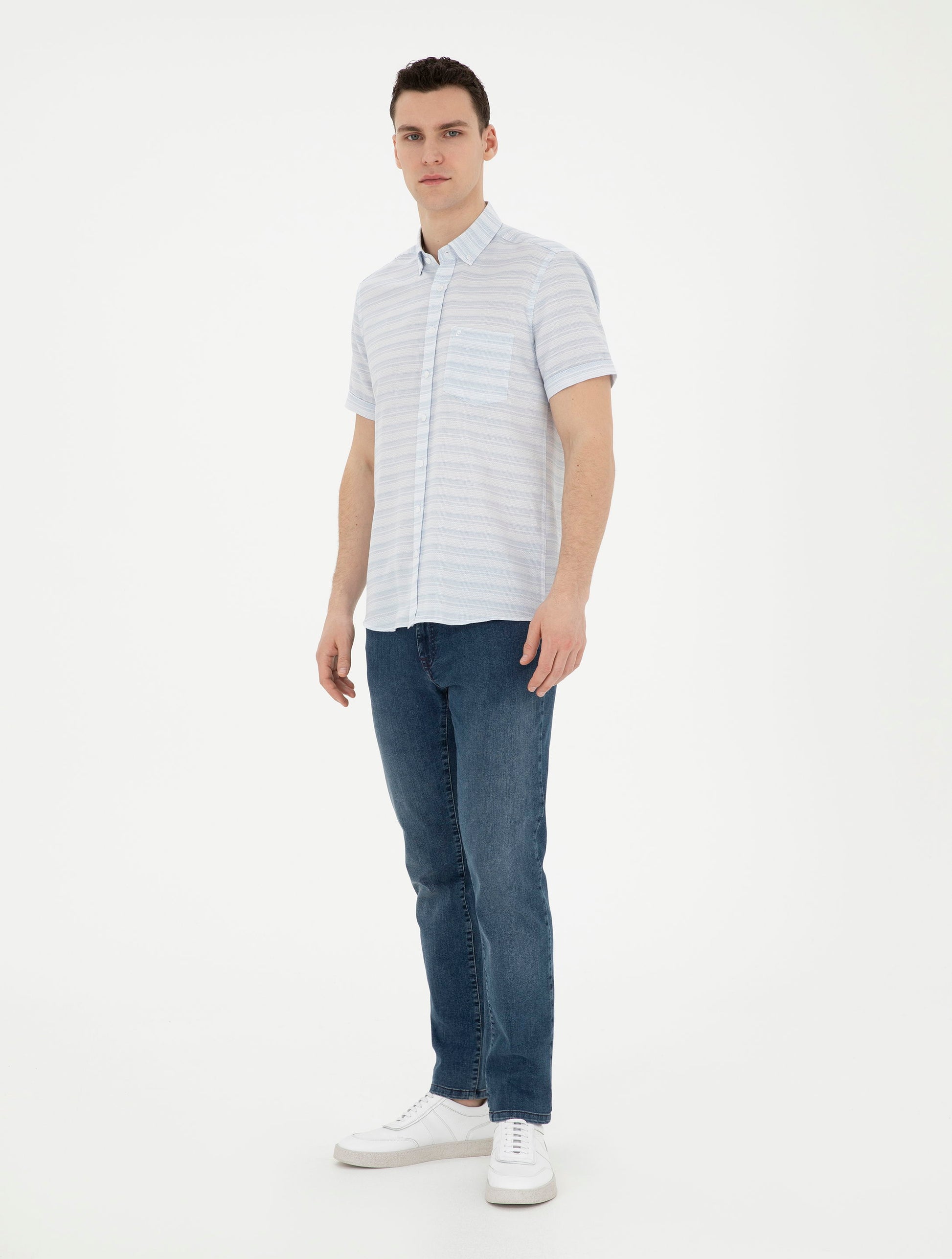 Light Blue Regular Fit Short Sleeve Shirt