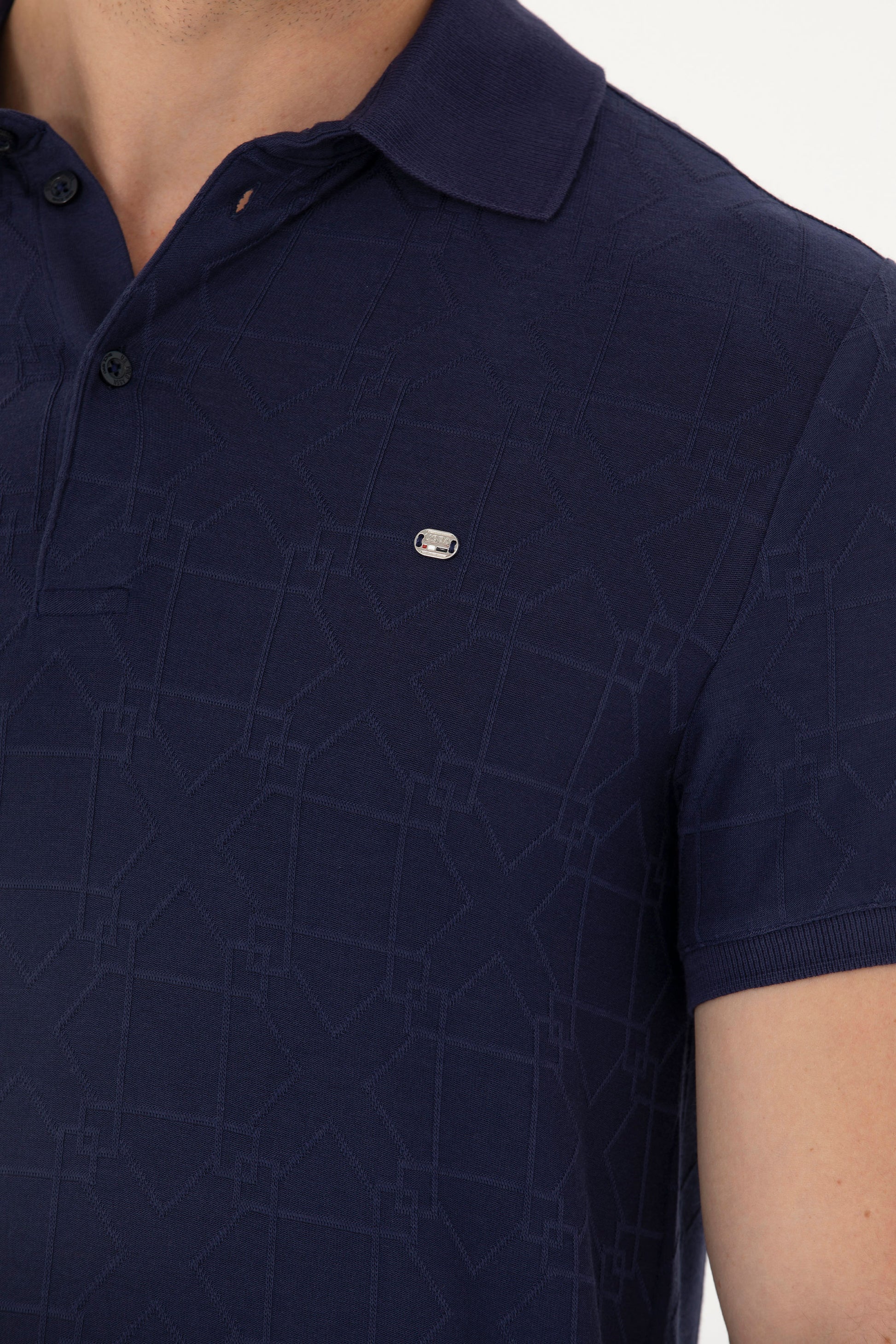 Men's Navy Blue Polo Neck T-Shirt