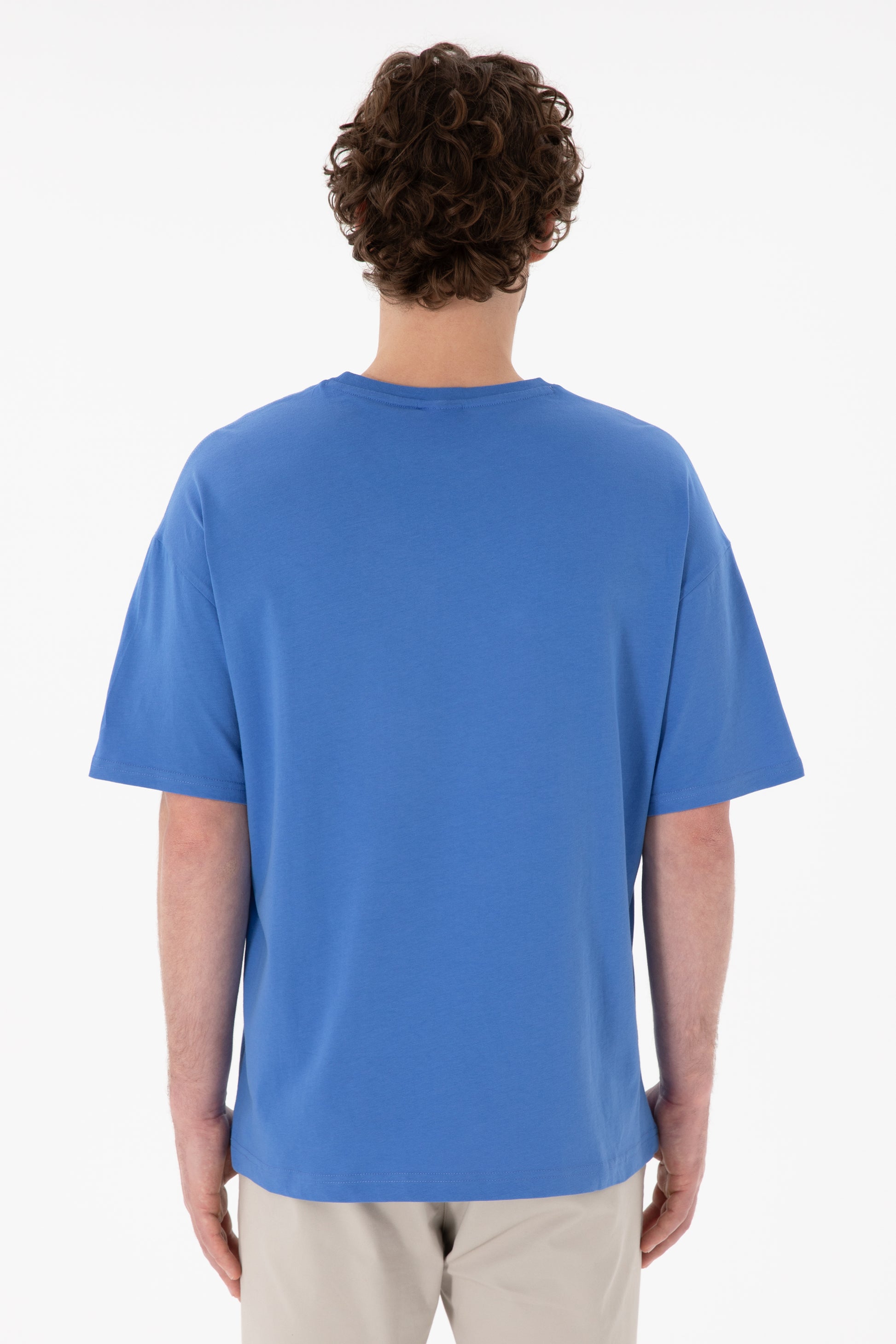 Men's Oversize Fit Crew Neck Indigo T-Shirt