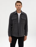 Anthracite Classic Collar Double Pockets Shirt Jacket