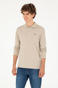 Men's Regular Fit Polo Neck Stone Basic Sweatshirt