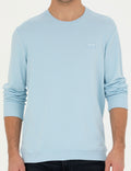 Light Blue Regular Fit Crew Neck Sweatshirt