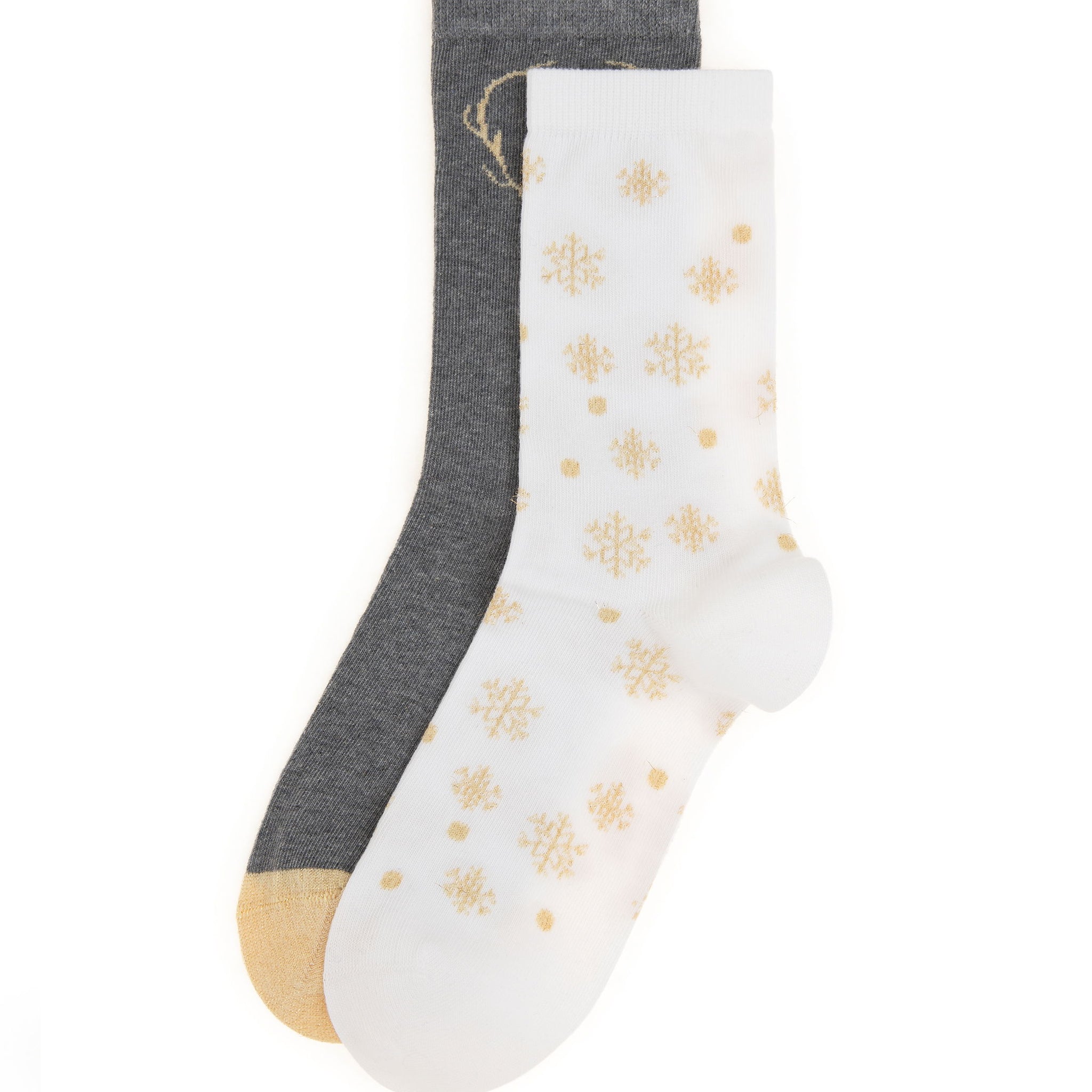 Women's White 2 Pcs Socket Socks