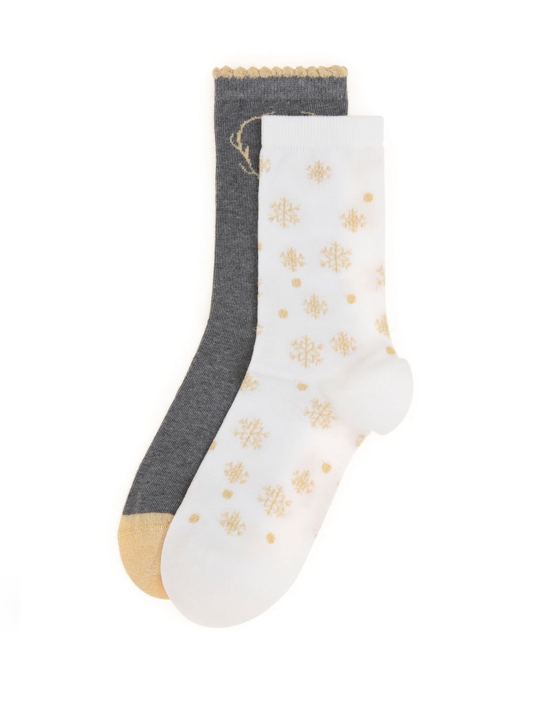 Women's White 2 Pcs Socket Socks
