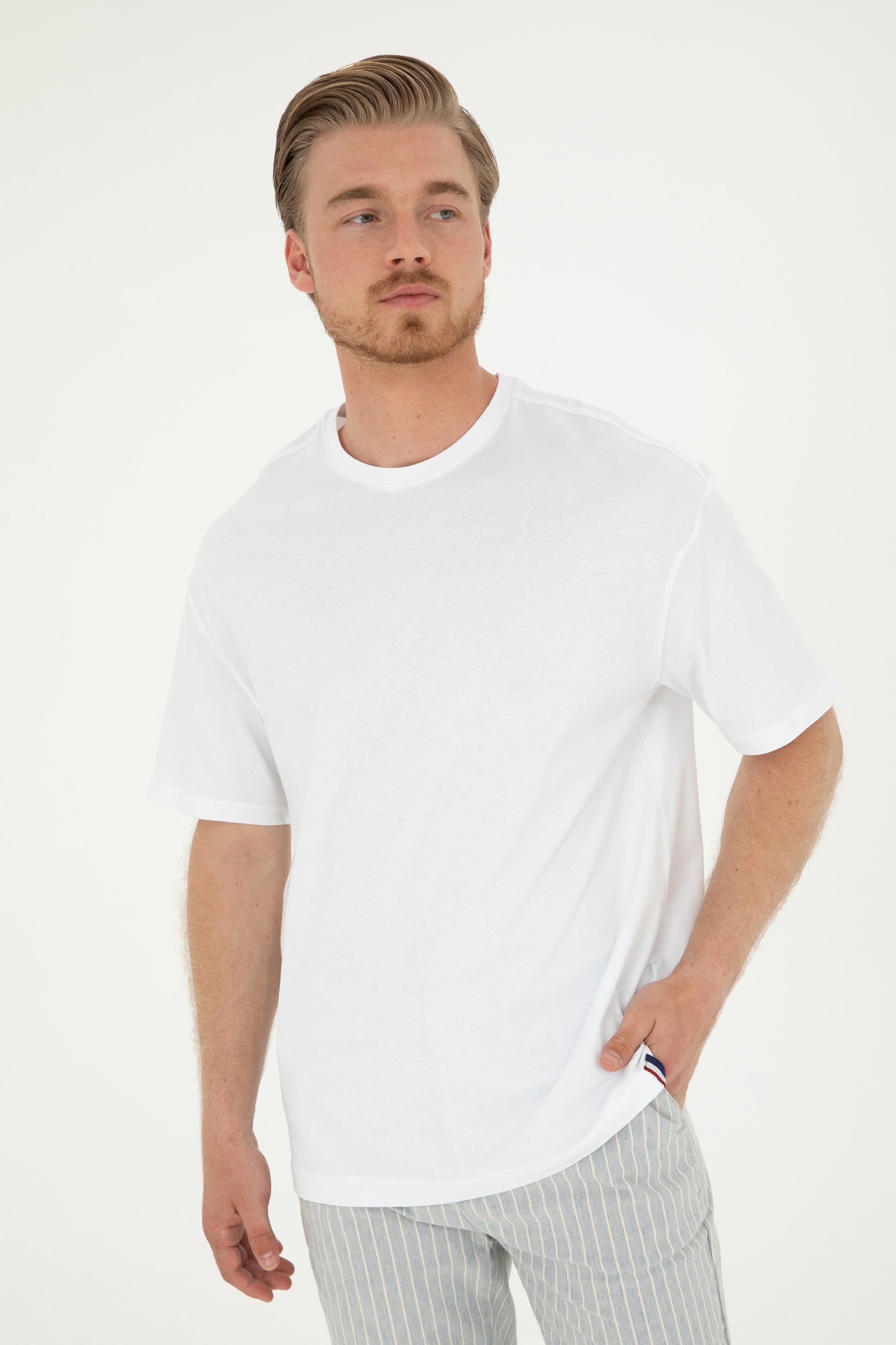 Men's Comfort Fit Crew Neck White T-Shirt