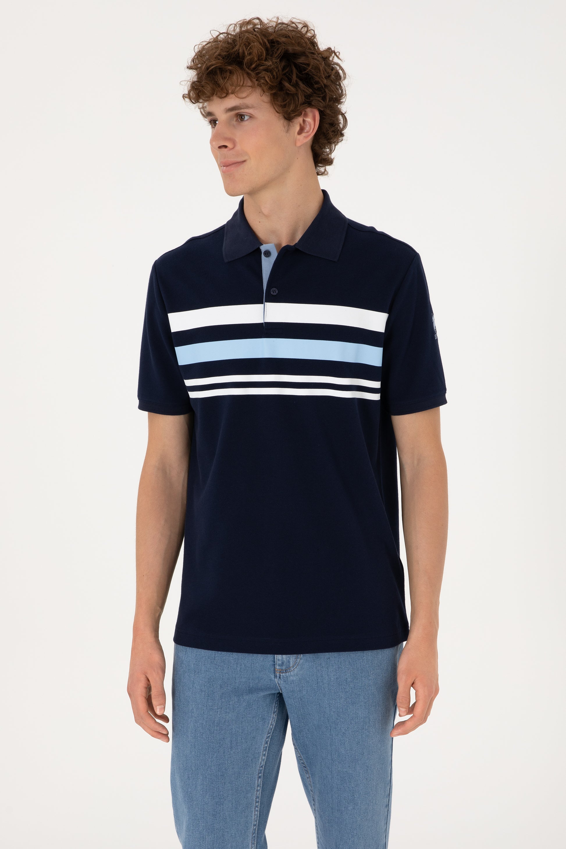 Men's Regular Fit Polo Neck Navy T-Shirt