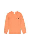 Girls' Salmon Melange Crew Neck Basic Sweater
