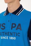 Men's Regular Fit Polo Neck Cobalt Blue T-Shirt