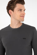 Men's Slim Fit Crew Neck Anthracite Basic Sweatshirt