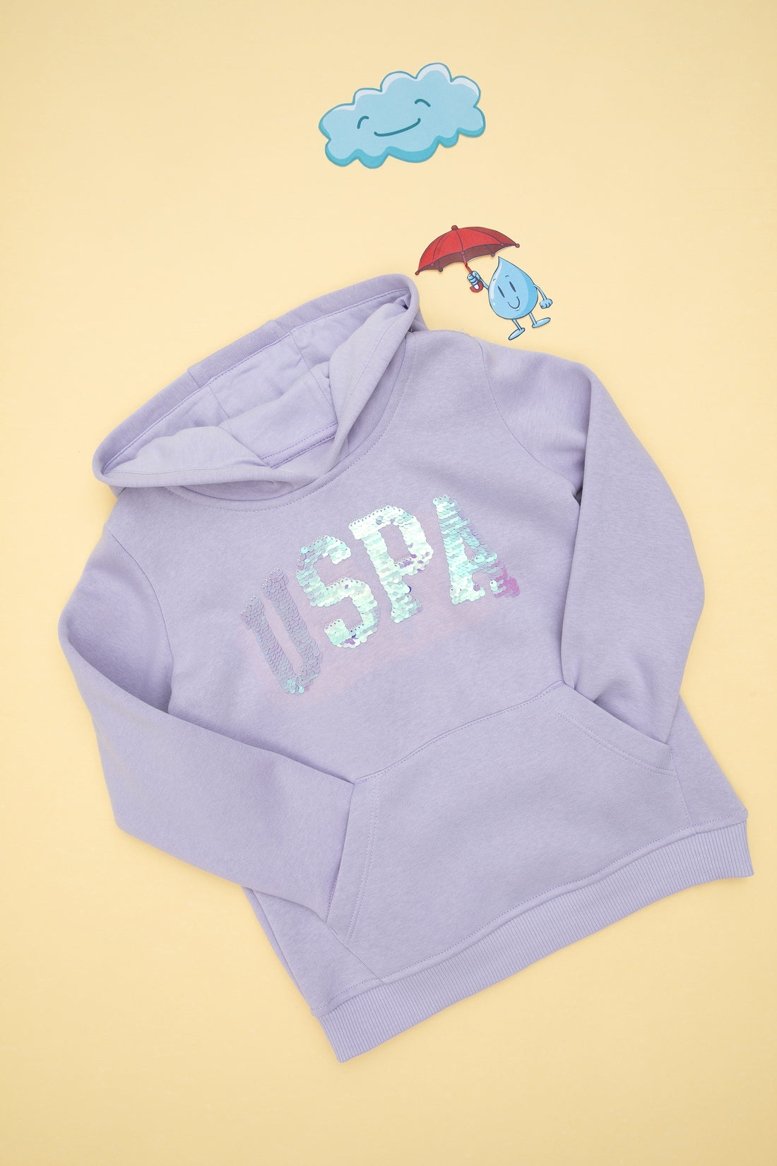 Girls' Lilac Hooded Basic Sweatshirt