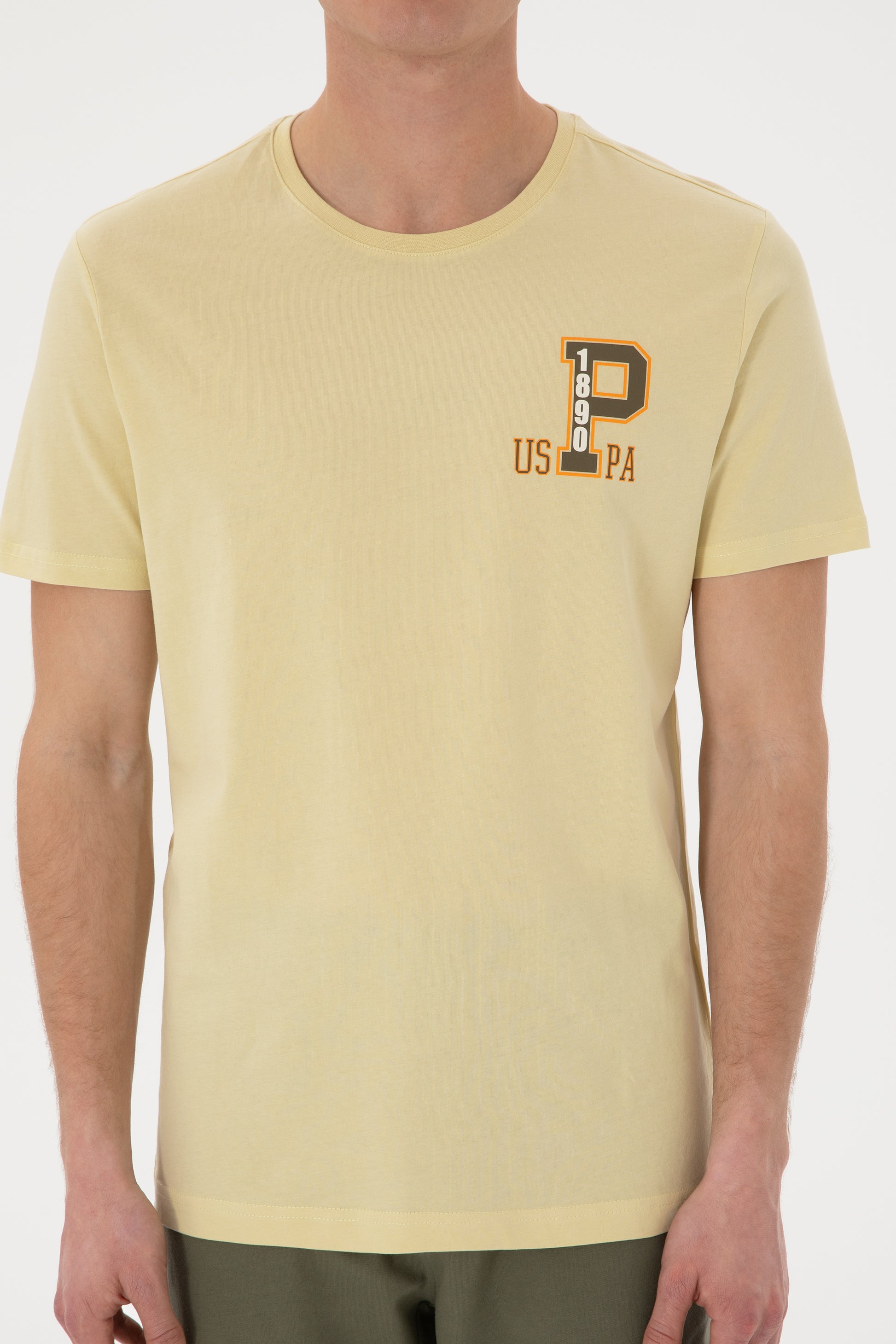 Men's Regular Fit Crew Neck Light Khaki T-Shirt
