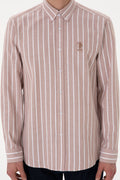 Men's Striped Camel Long Sleeve Shirt