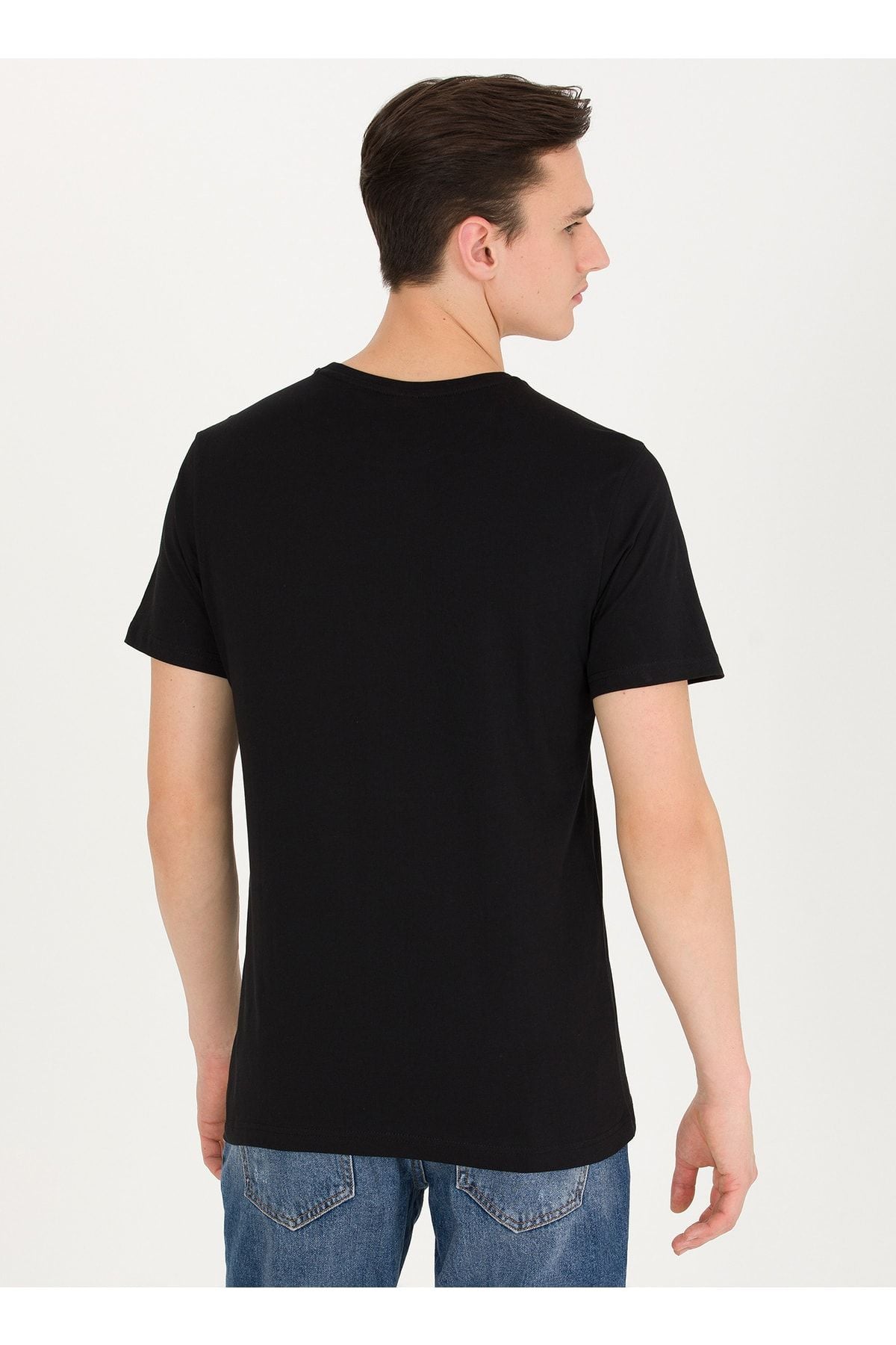 Crew Neck Black Men's T-Shirt Gear023