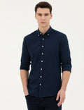 Navy Blue Slim Fit Long Sleeve Shirt