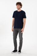 Men's Regular Fit Crew Neck Navy Basic T-Shirt