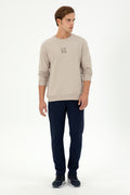 Men's Comfort Fit Crew Neck Stone Basic Sweatshirt