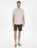 Regular Fit Short Sleeve Shirt with Stone Linen Blend