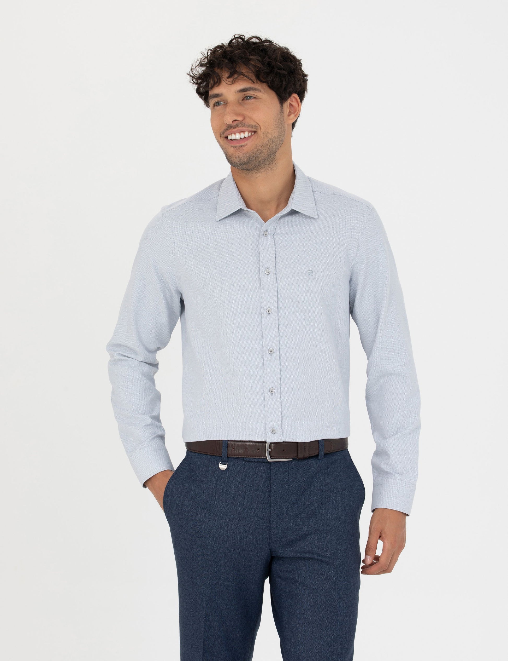 Grey Slim Fit Long Sleeve Shirt
