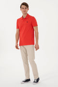 Men's Slim Fit Polo Neck Red Basic T-Shirt