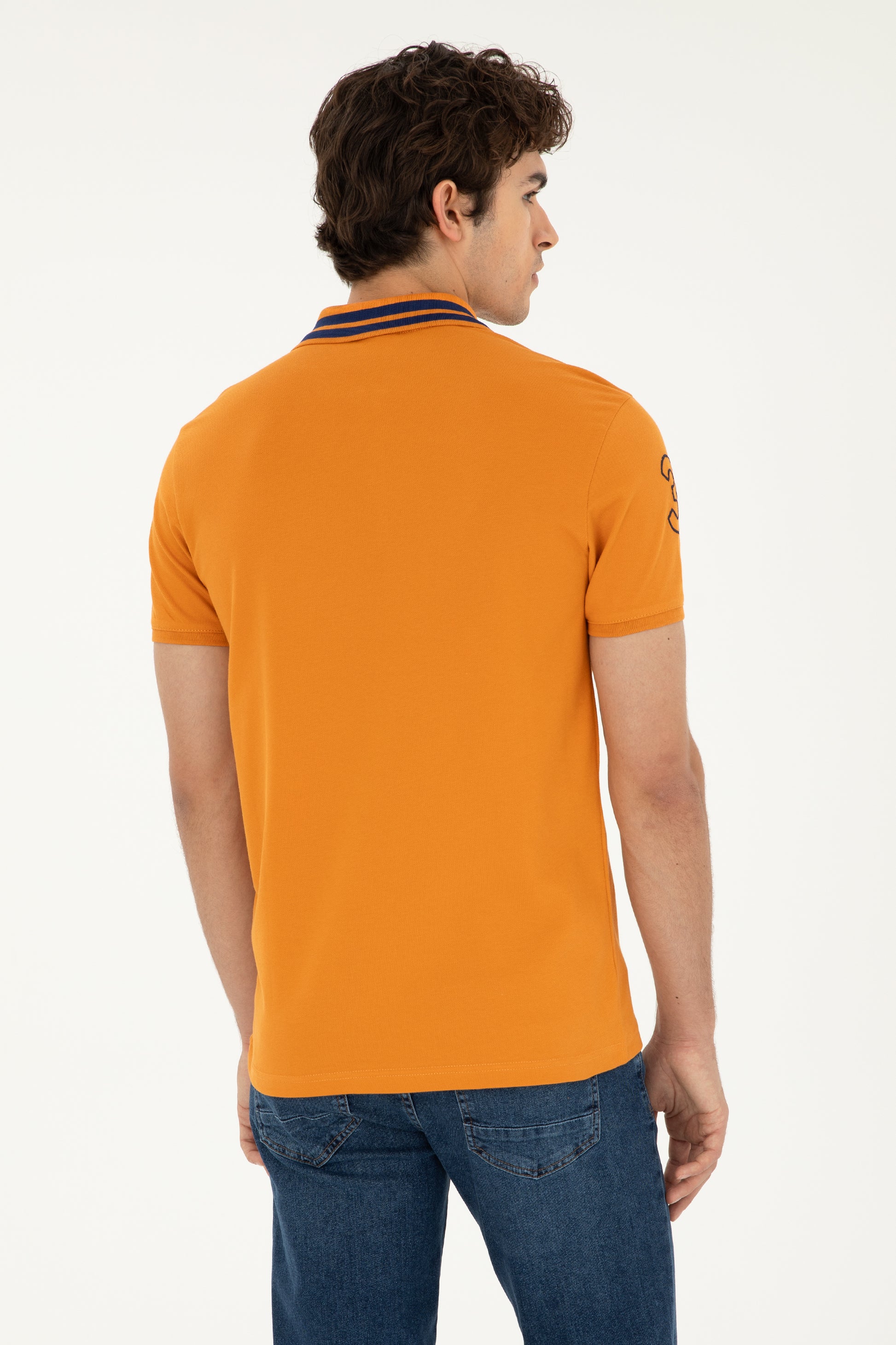Men's Slim Fit Polo Neck Tile Basic T-Shirt