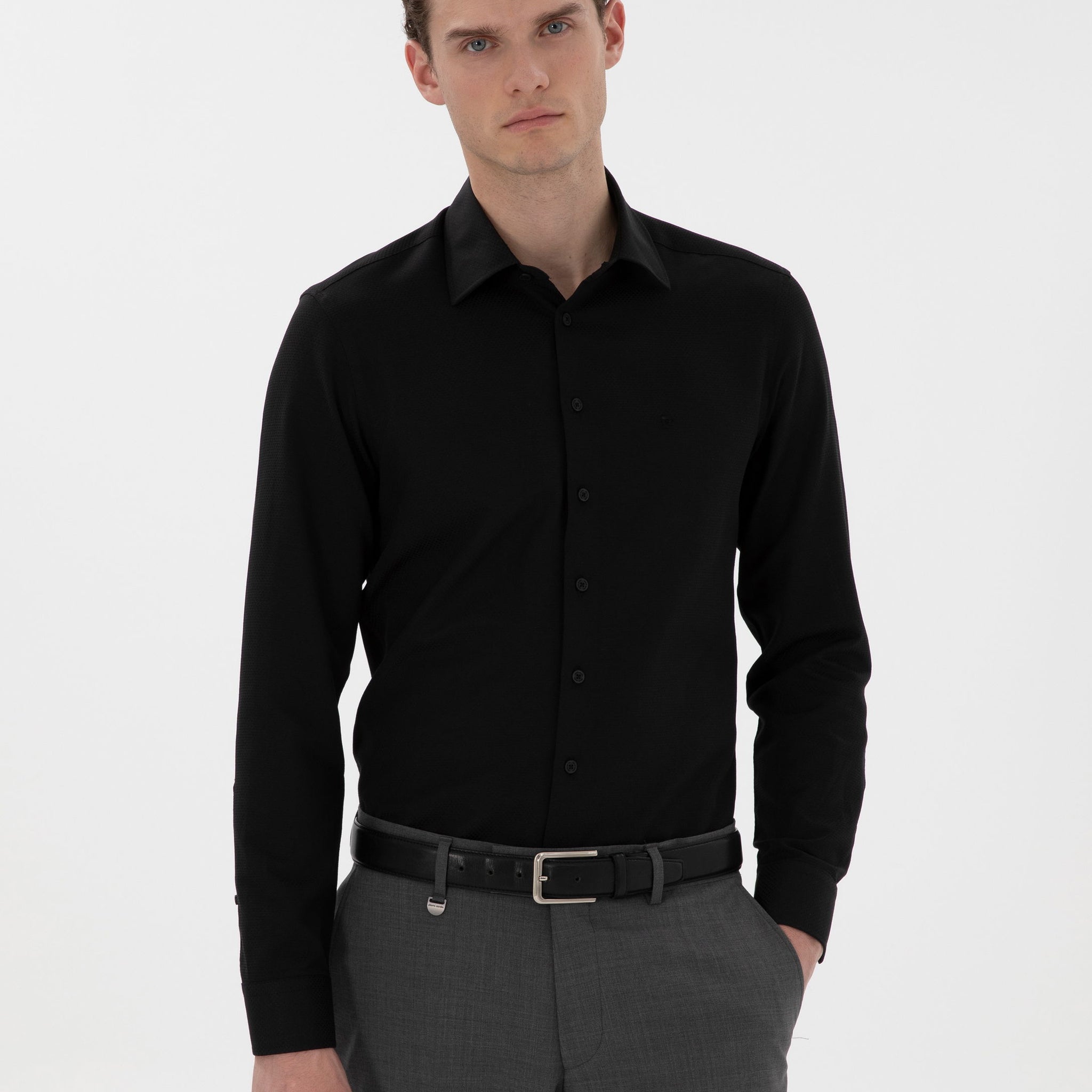 White Italian Collar Ruffle Long Sleeve Shirt
