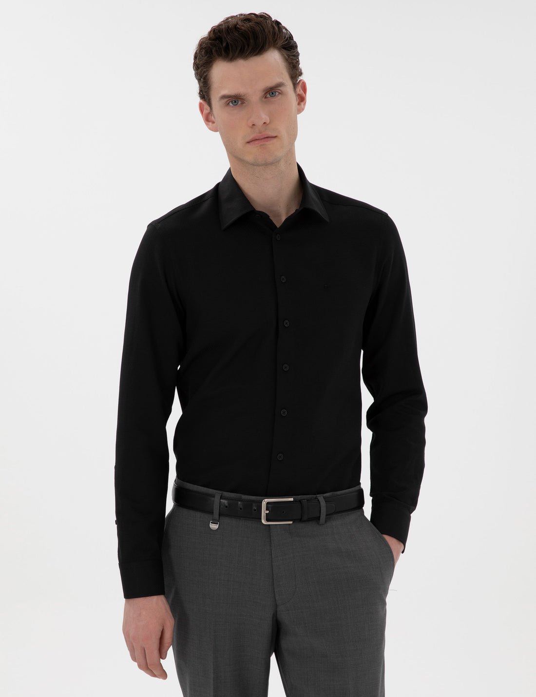 White Italian Collar Ruffle Long Sleeve Shirt