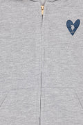 Girls' Light Grey Melange Zipper Basic Sweatshirt