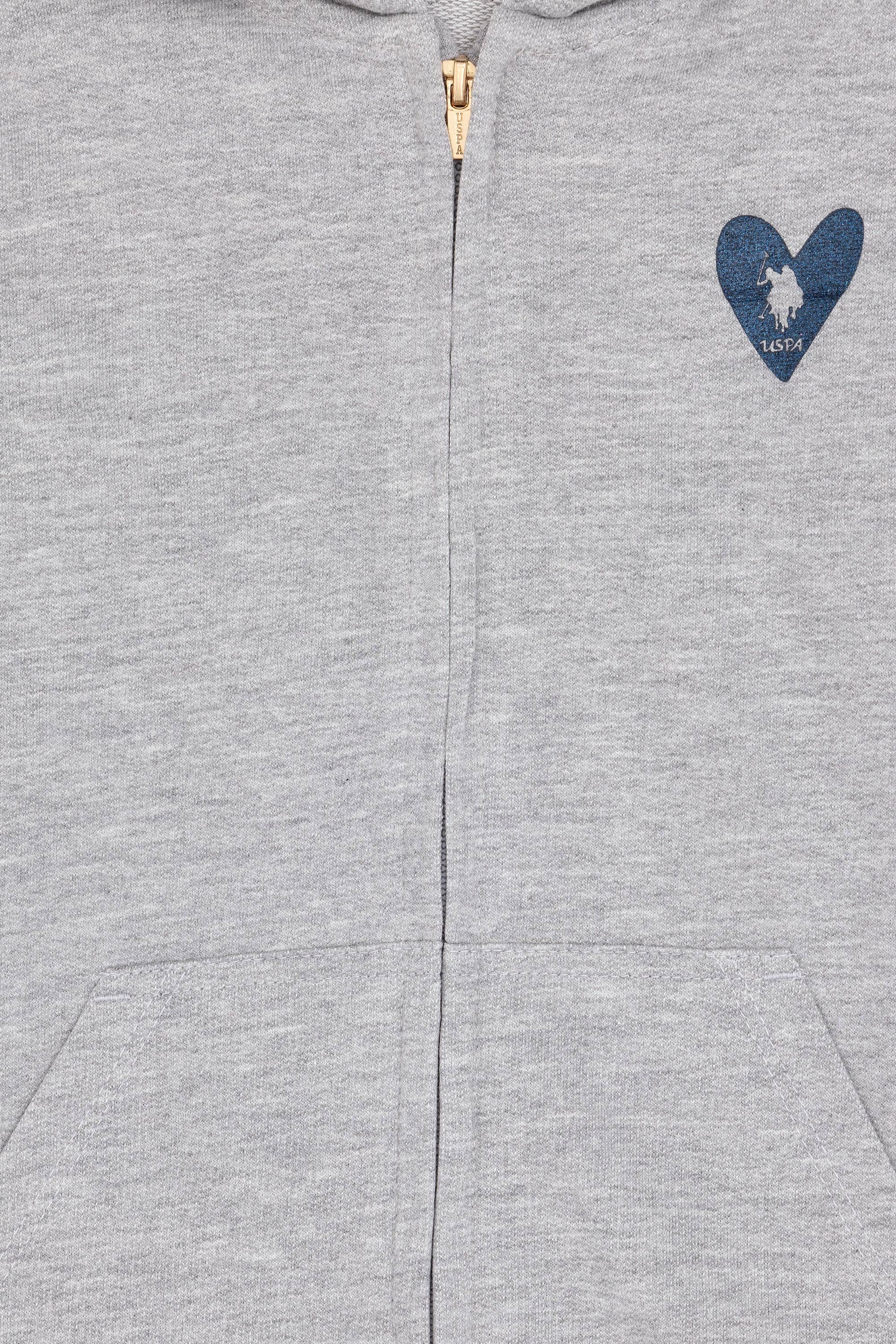 Girls' Light Grey Melange Zipper Basic Sweatshirt