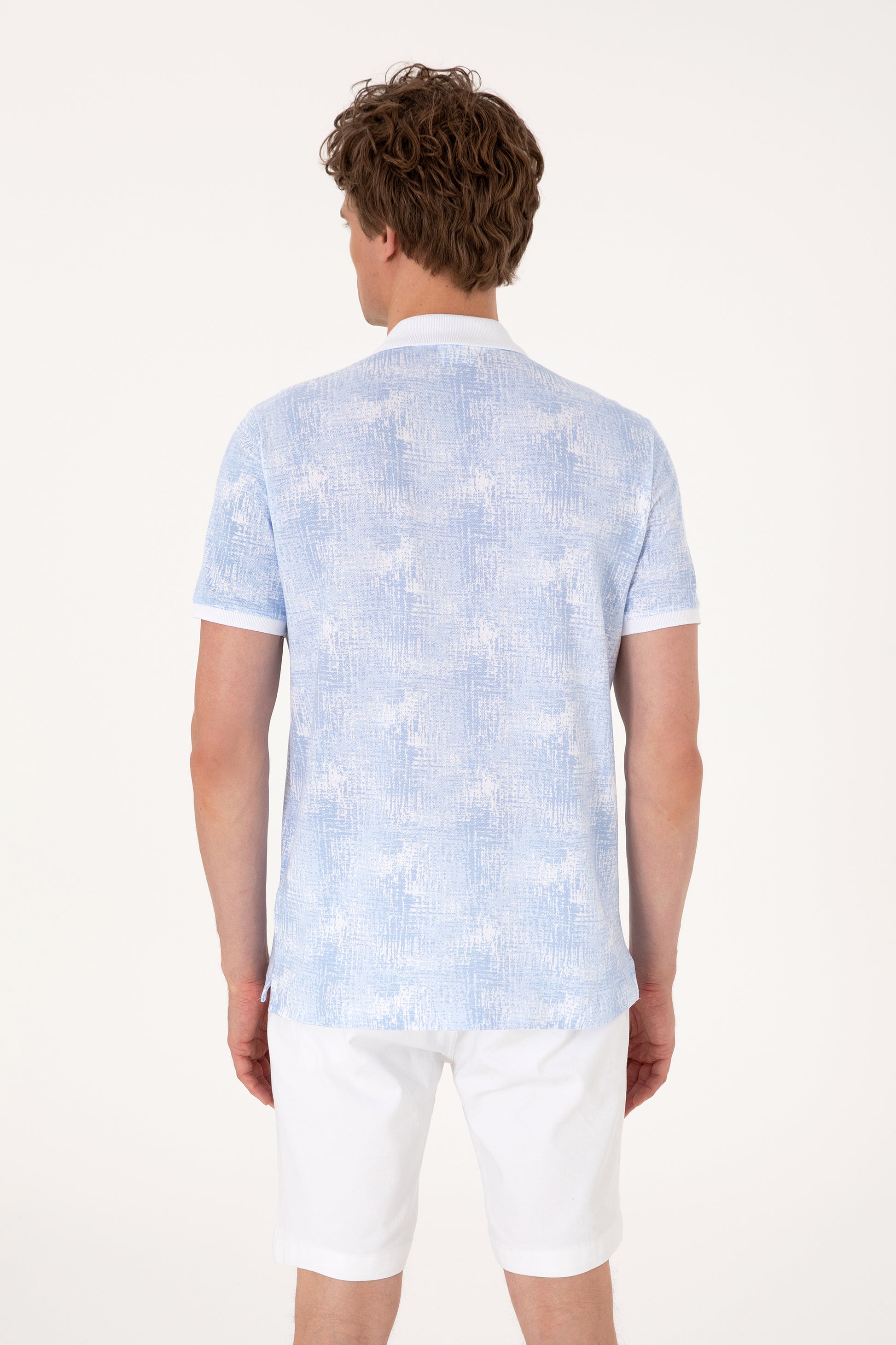 Men's Regular Fit Polo Neck Light Blue T-Shirt
