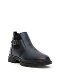 Navy Blue 100% Leather Boots