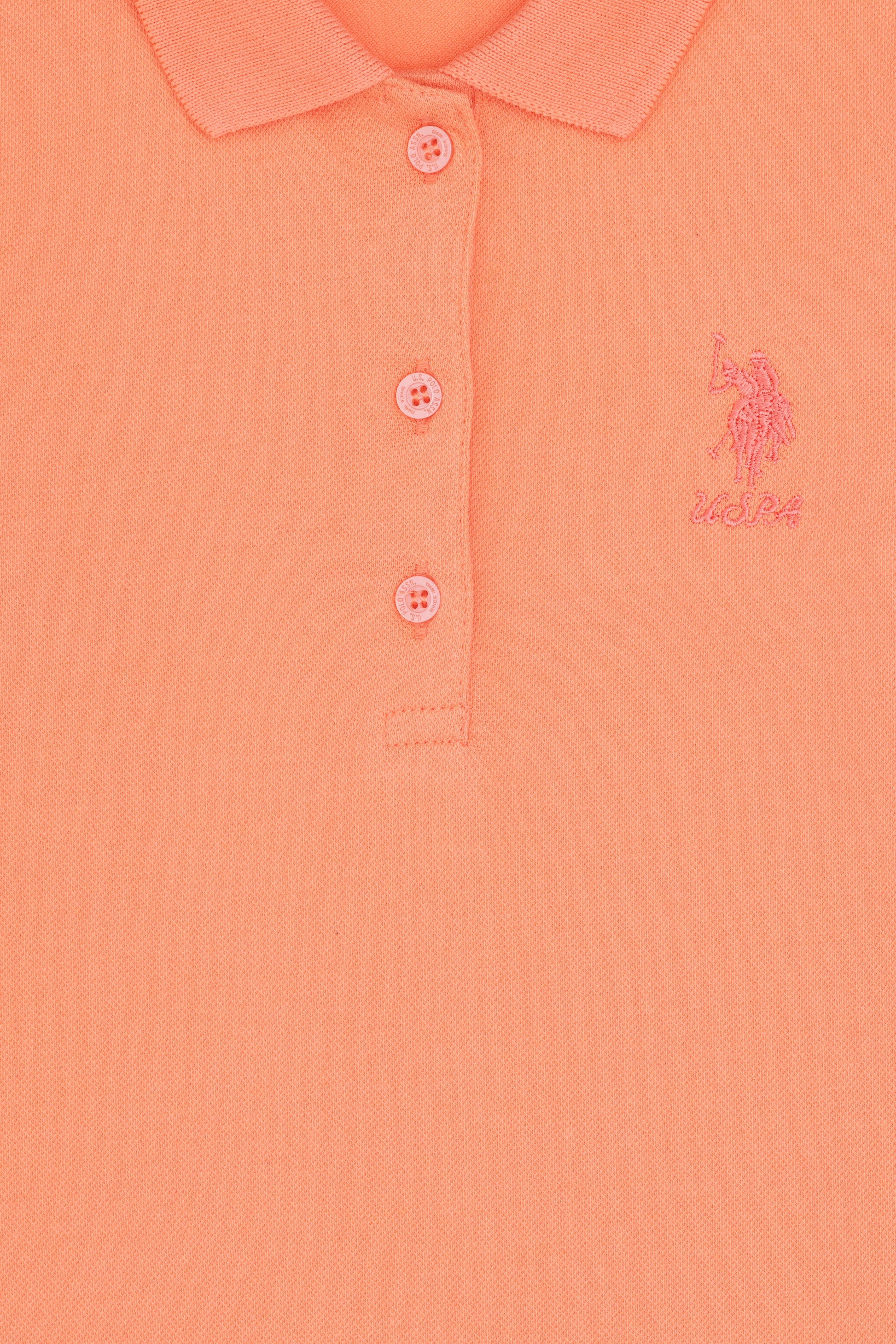 Girls' Salmon Polo Collar Basic Sweatshirt
