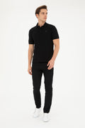 Men's Slim Fit Polo Neck Black Basic T-Shirt