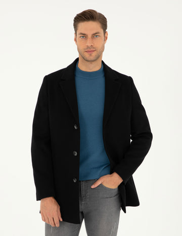 Black Extra Slim Fit Wool Blend Cashmere Coat