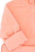 Girls' Half Zipper Salmon Fleece Sweatshirt