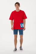 Men's Comfort Fit Crew Neck Red T-Shirt
