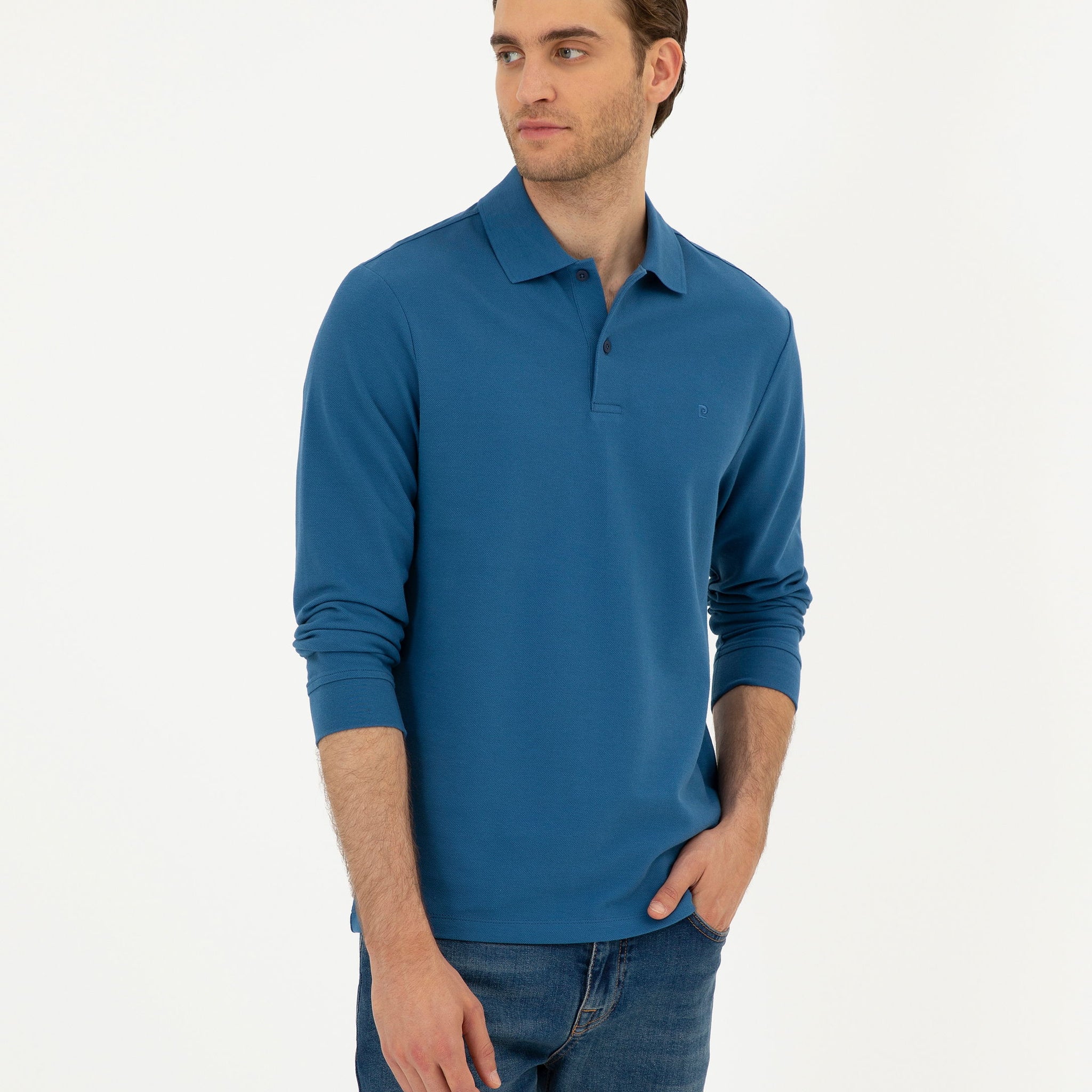 Light Navy Slim Fit Basic Sweatshirt