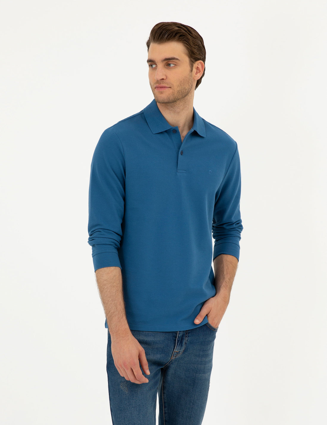 Light Navy Slim Fit Basic Sweatshirt