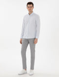 Light Blue Slim Fit Striped Long Sleeve Shirt