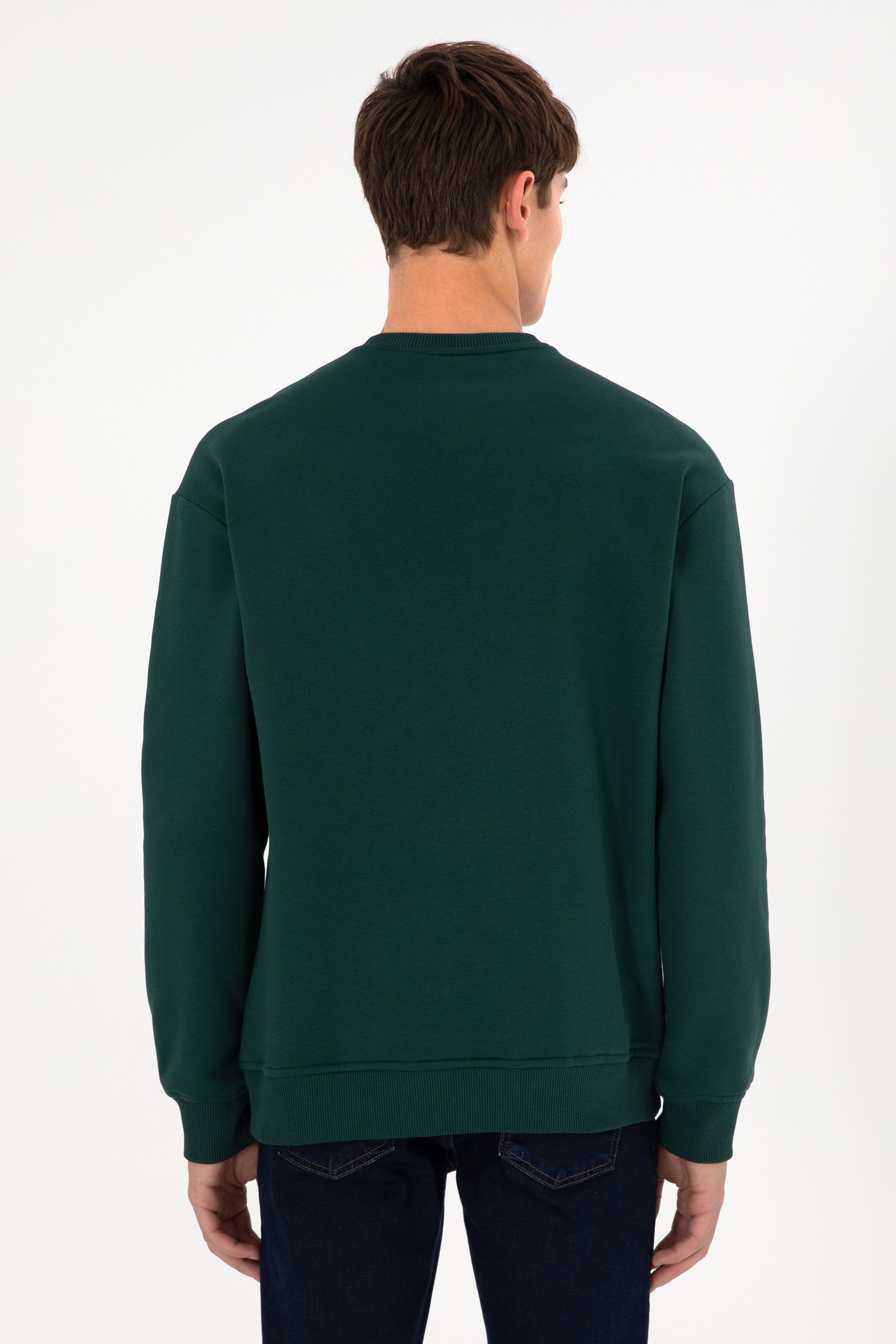 Men's Dark Green Basic Sweatshirt