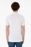 Men's Slim Fit Polo Neck White Basic T-Shirt