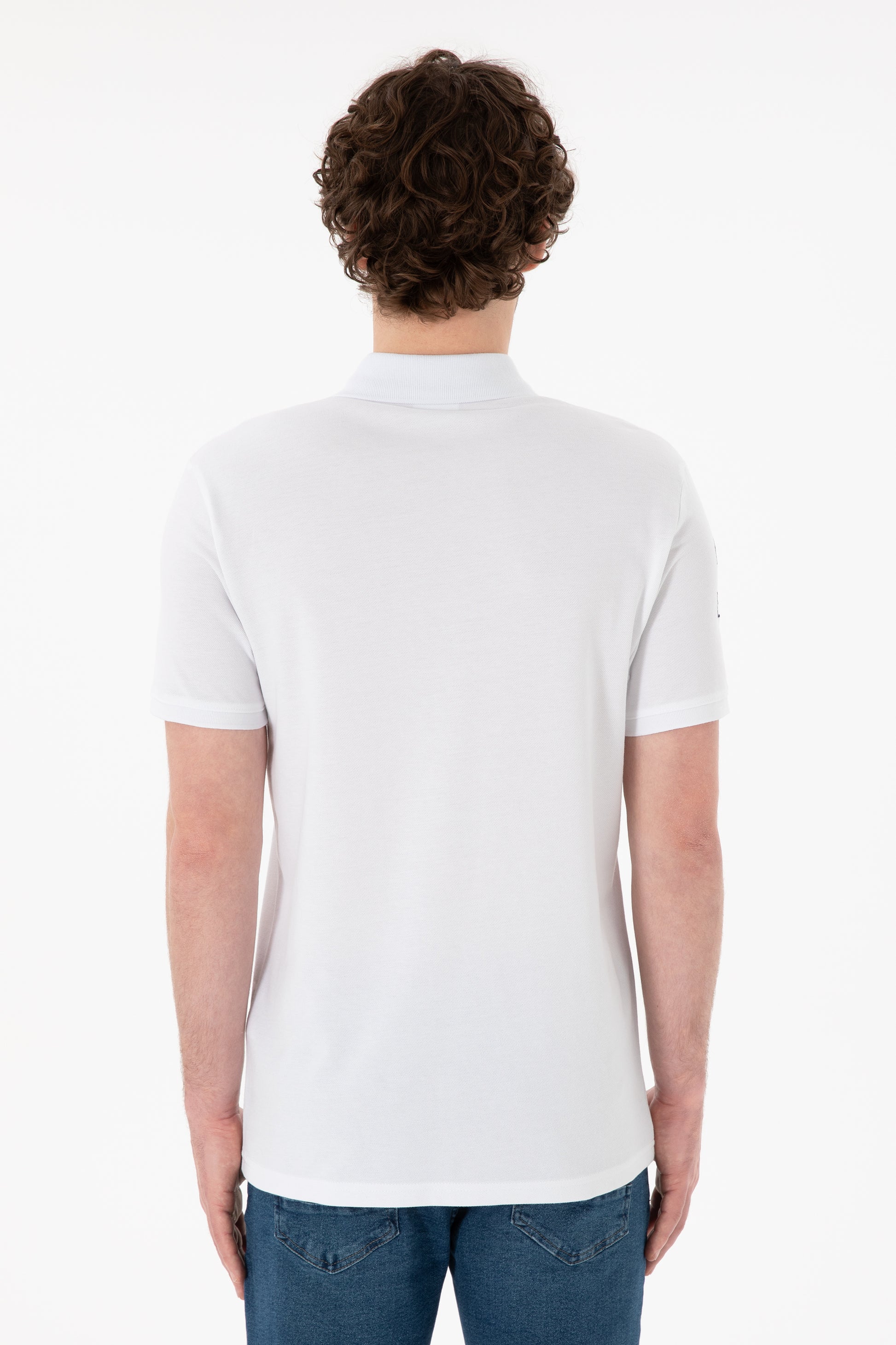 Men's Slim Fit Polo Neck White Basic T-Shirt
