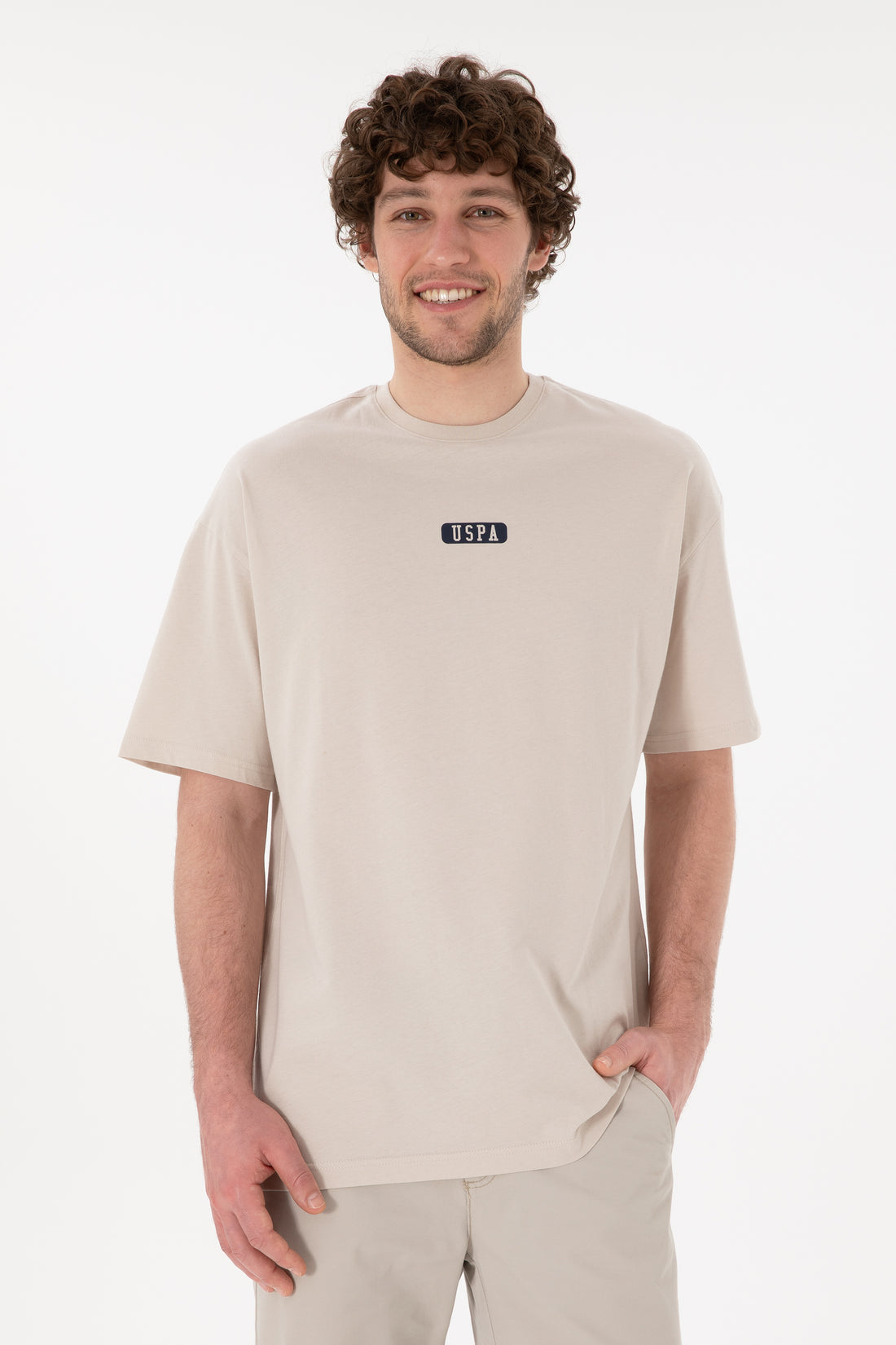 Men's Oversize Fit Crew Neck Stone T-Shirt