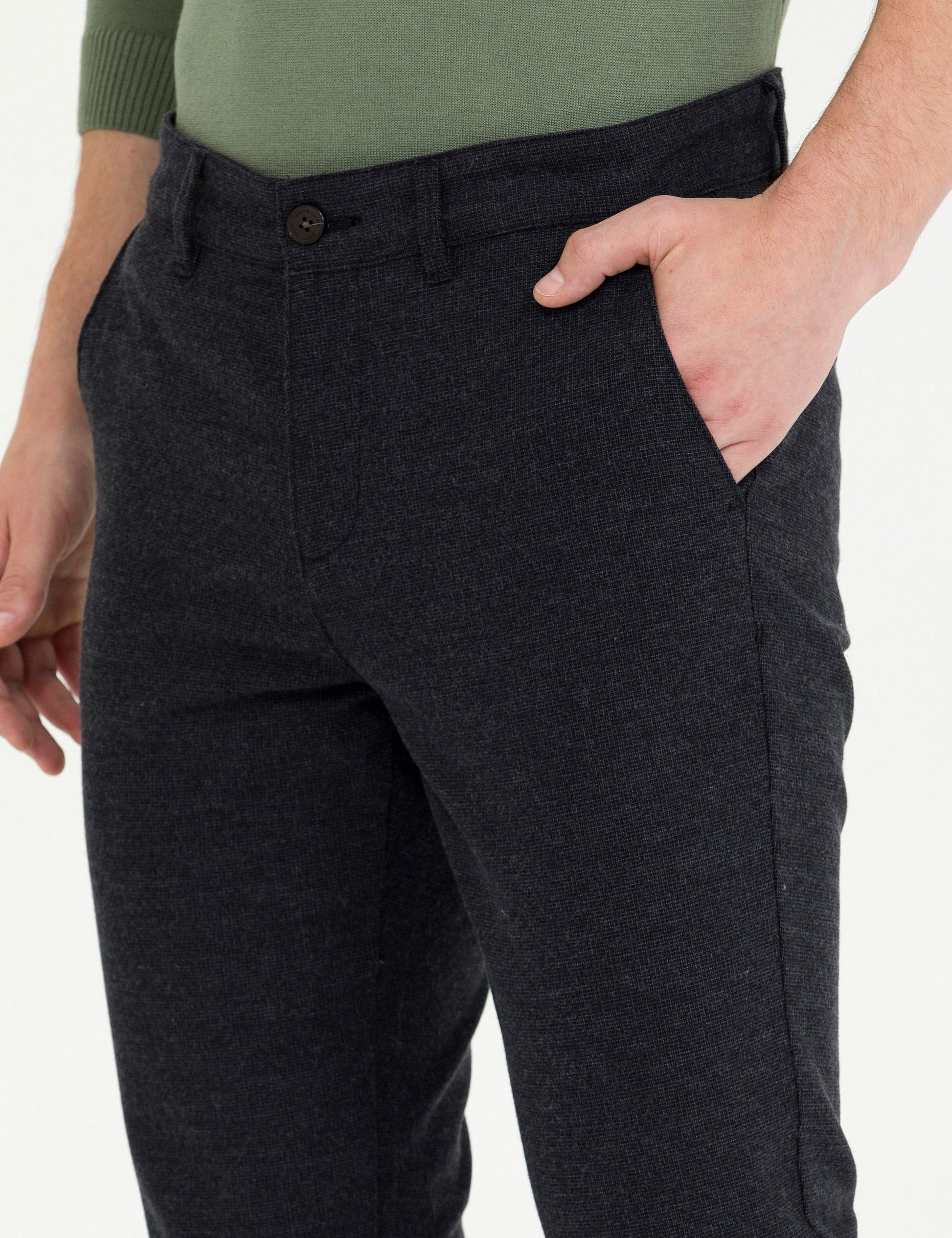 Black Slim Fit Canvas Pants