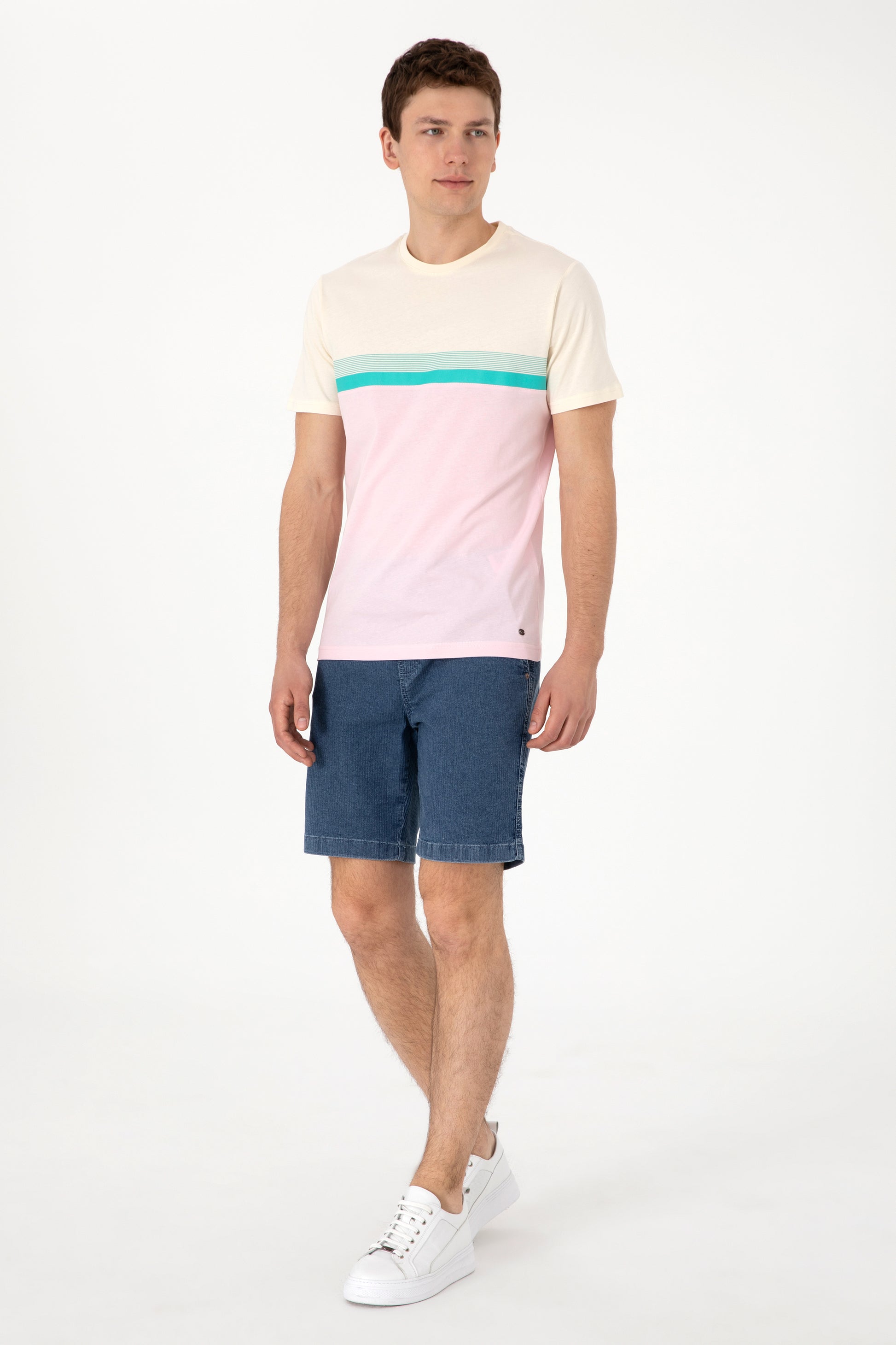 Men's Regular Fit Crew Neck Light Pink T-Shirt