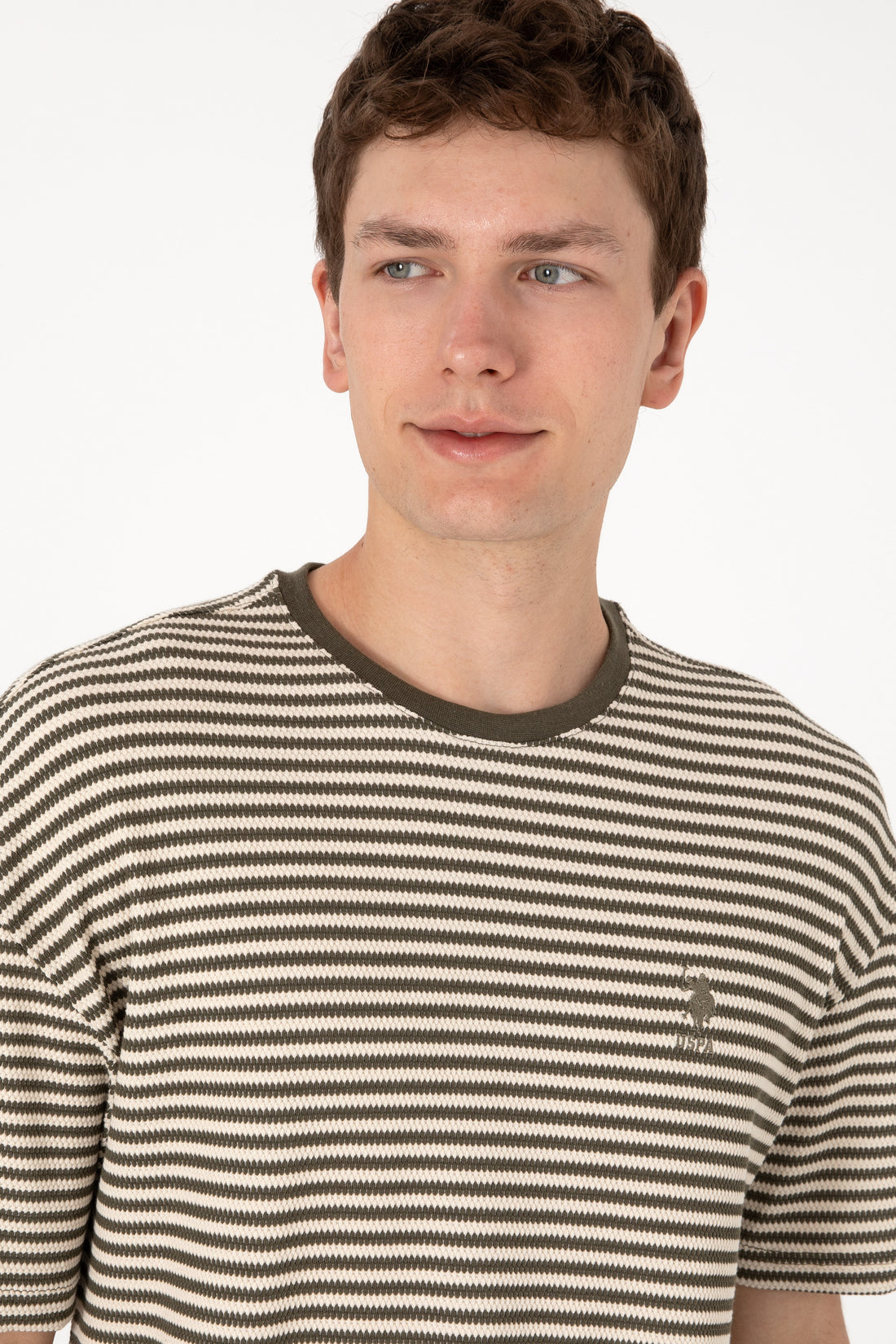 Men's Comfort Fit Crew Neck Mink Knit Patterned T-Shirt